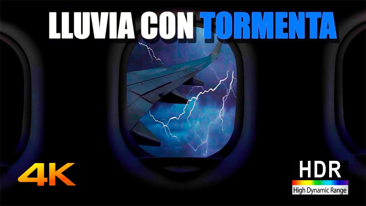 [4K] LLUVIA con TORMENTA en un AVION, LLUVIA en un AVION, TORMENTA ELECTRICA en un AVION, AVION