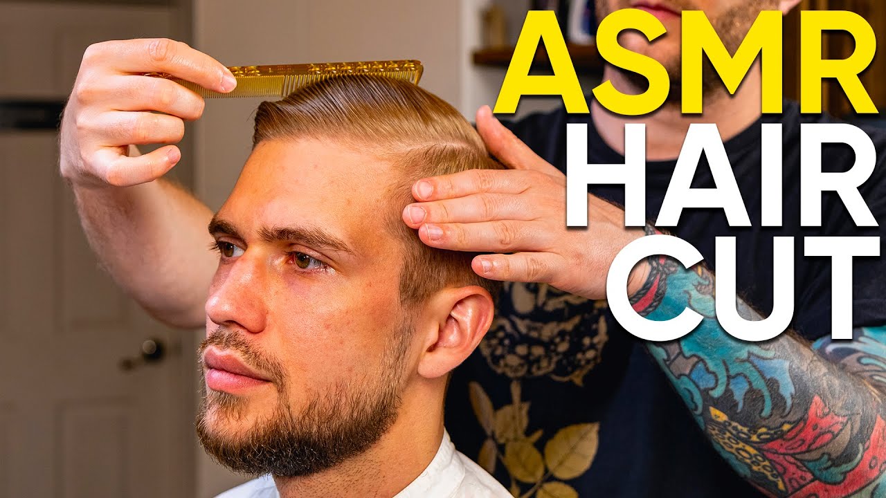 ASMR Slicked Back Pomade Haircut - Professional Wet Look, Fade & Uppercut Matt Styling (48 min)