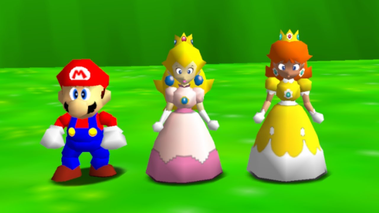 Peach, Daisy and Mario in Mario 64 (3 Players) - Full Game 100% Walkthrough