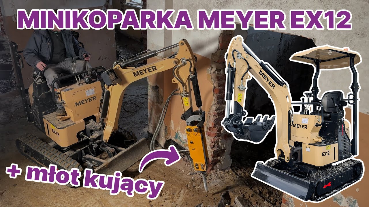 Kucie betonowej posadzki w praktyce 💪 Młot hydrauliczny i minikoparka MEYER EX12 w akcji!