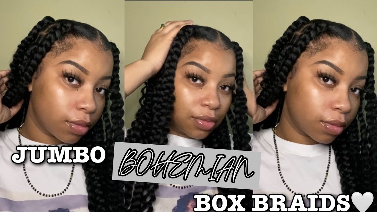 I DID JUMBO BOHEMIAN BOX BRAIDS FOR THE FIRST TIME | Tutorial