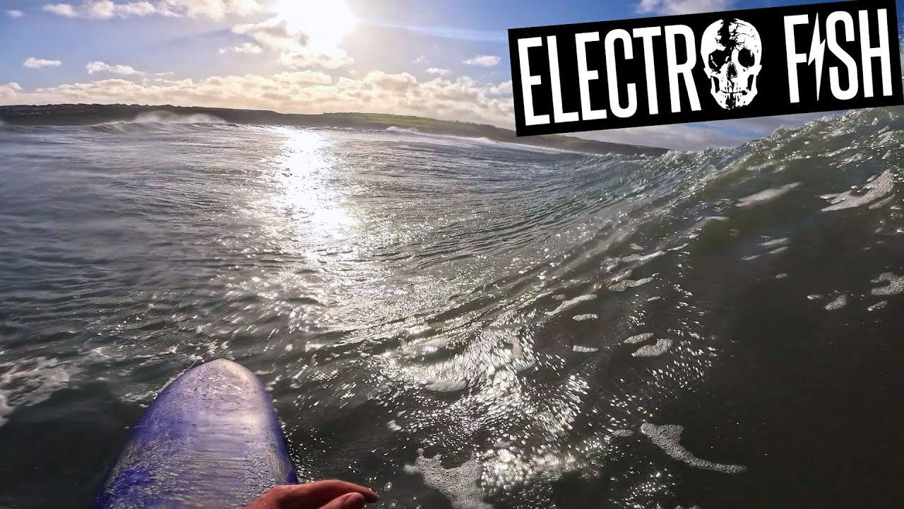 Surfing 10'6 Electrofish Glider at Widemouth Bay Cornwall GoPro POV