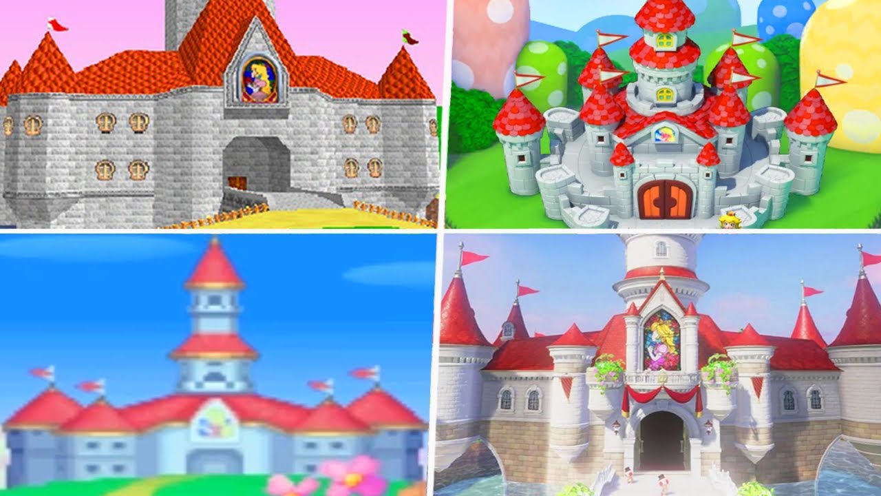 Evolution of Princess Peach's Castle in Super Mario Games (1996 - 2021)