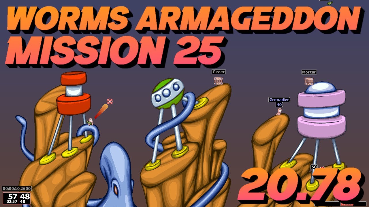 Worms Armageddon - Mission 25 Speedrun in 20.78 (WR)