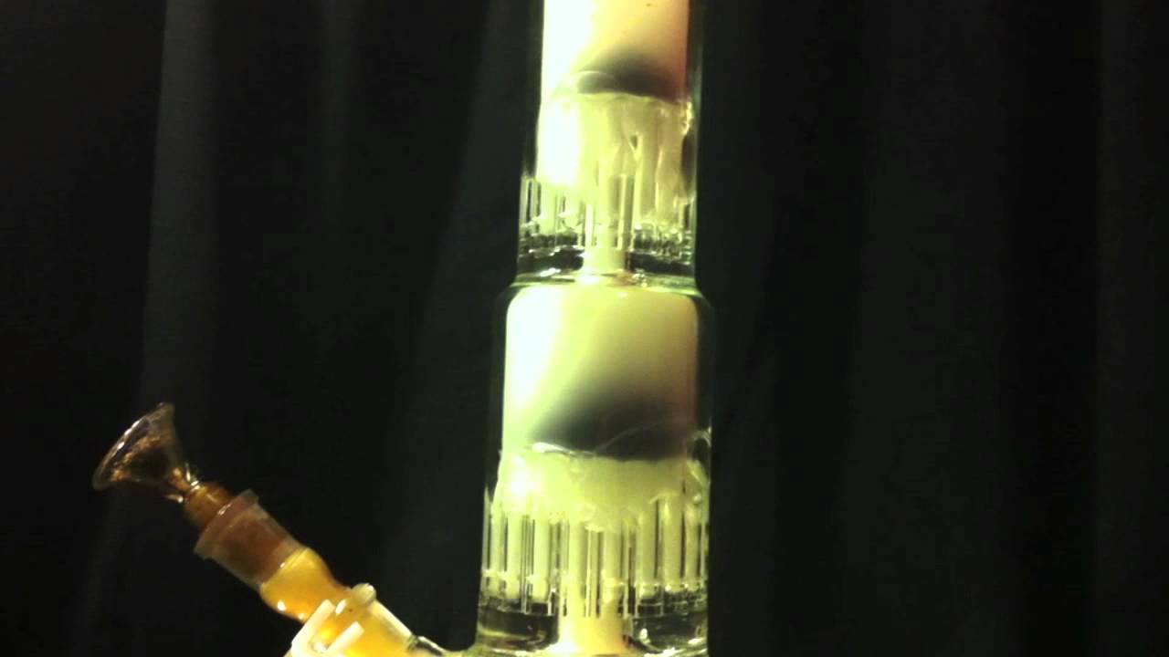 Huge HBG Triple Perc Milky Bong Rip In Slow Motion HD!!