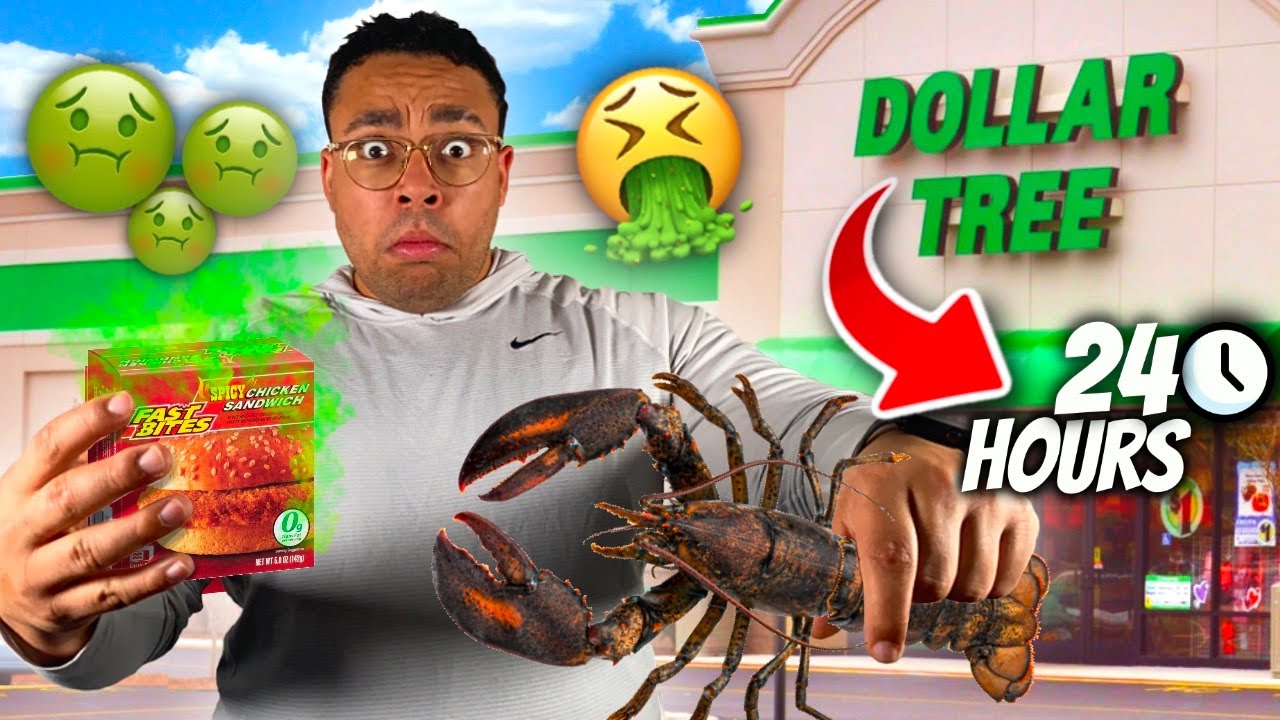 Eating only DOLLAR STORE Food for 24 HOURS CHALLENGE!!