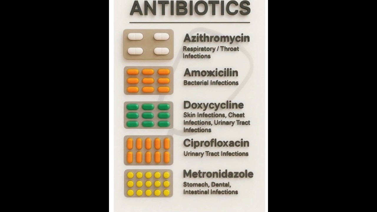💊Top 5 Common Antibiotics You Should Know!👨&zwj;⚕️Learn their uses & importance in fighting infection.