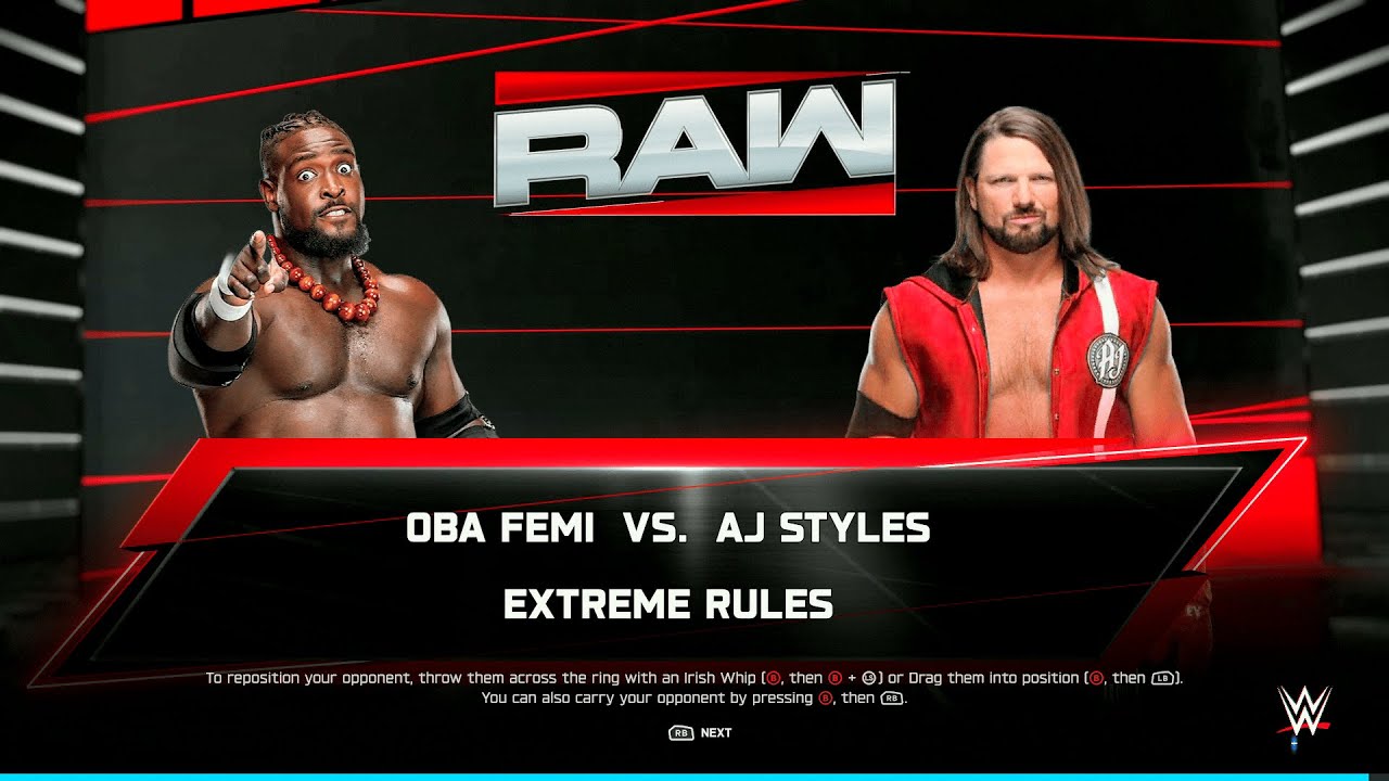 WWE 2K25 FULL MATCH - Oba Femi vs. AJ Styles - Extreme Rules Showdown!