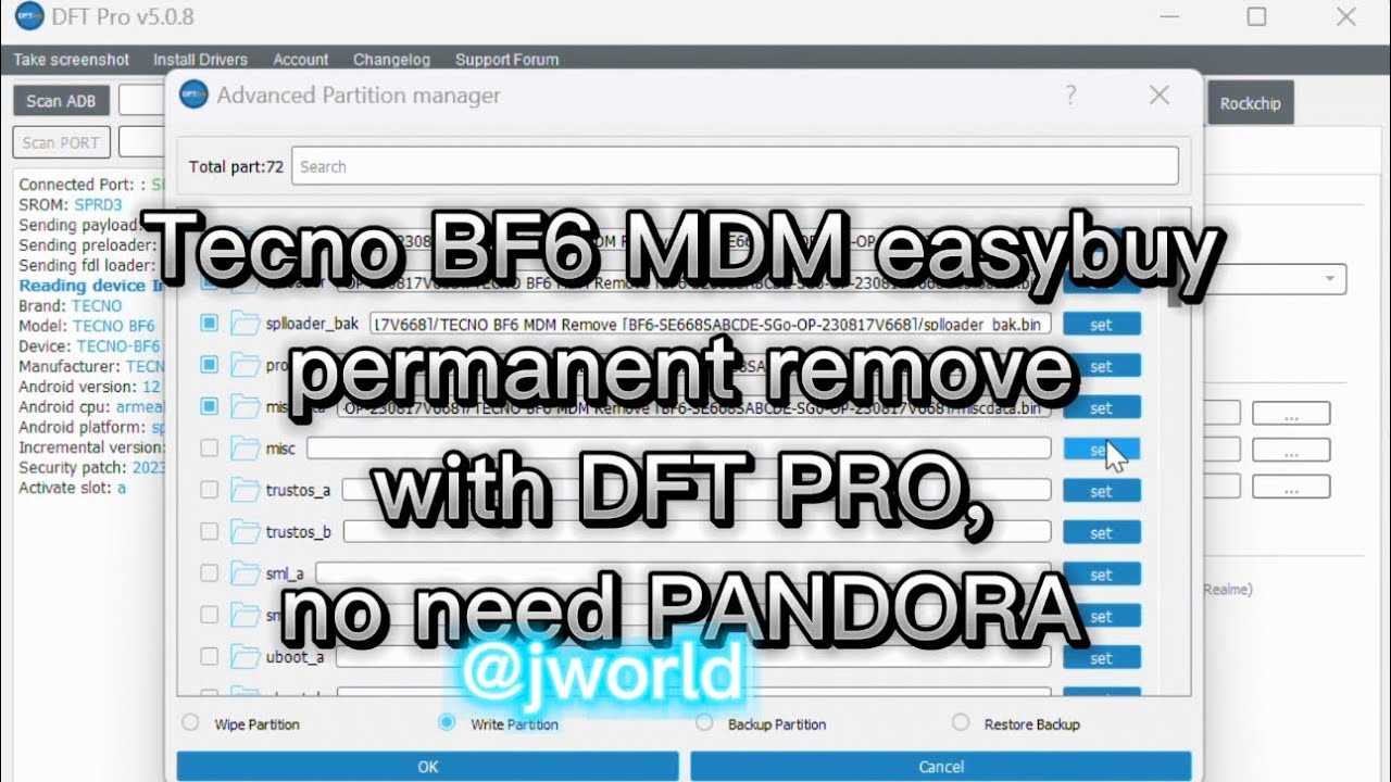 Tecno BF6 MDM easyBuy permanent remove with DFT PRO, NO NEED PANDORA TOOL