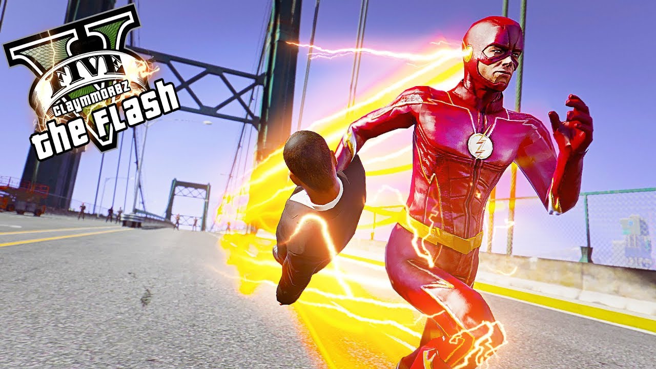 The Flash Saves People From Falling! Bridge Attack (GTA 5 Flash Mod)