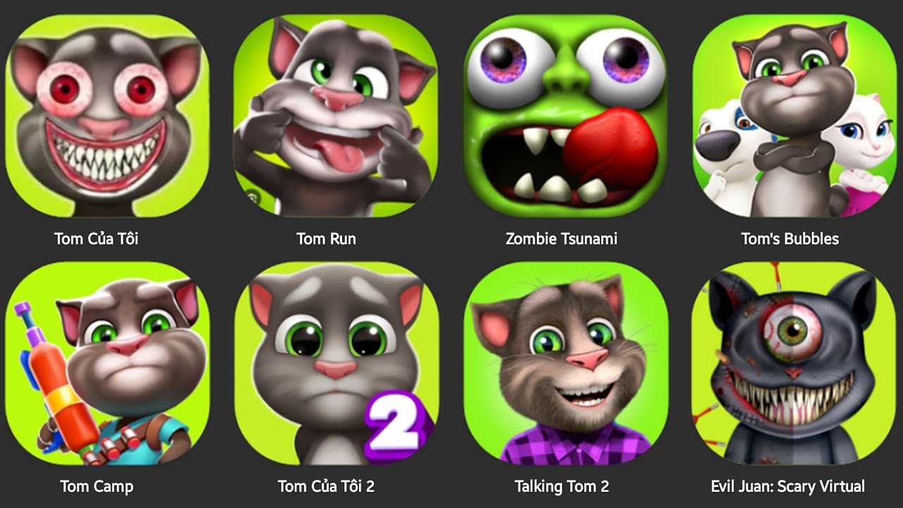TOM FLY RUN,TALKING BEN,TOM FARTS,TOM JESSKY,TOM BLAST PARK,TALKING TOM 1+2,GINNER 2,TALKING PIOGO