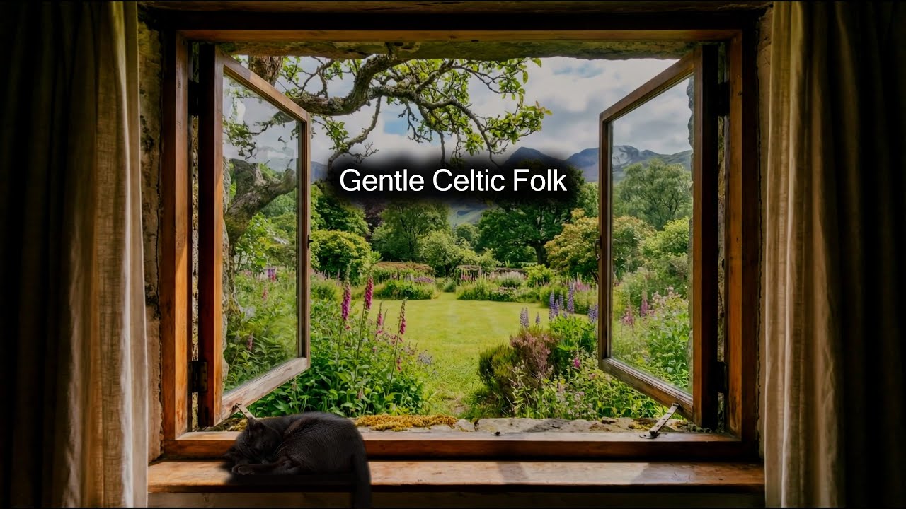 Gentle Celtic Folk Music | Cozy Cottage Window & Scottish Highlands | Happy Relaxing Ambience