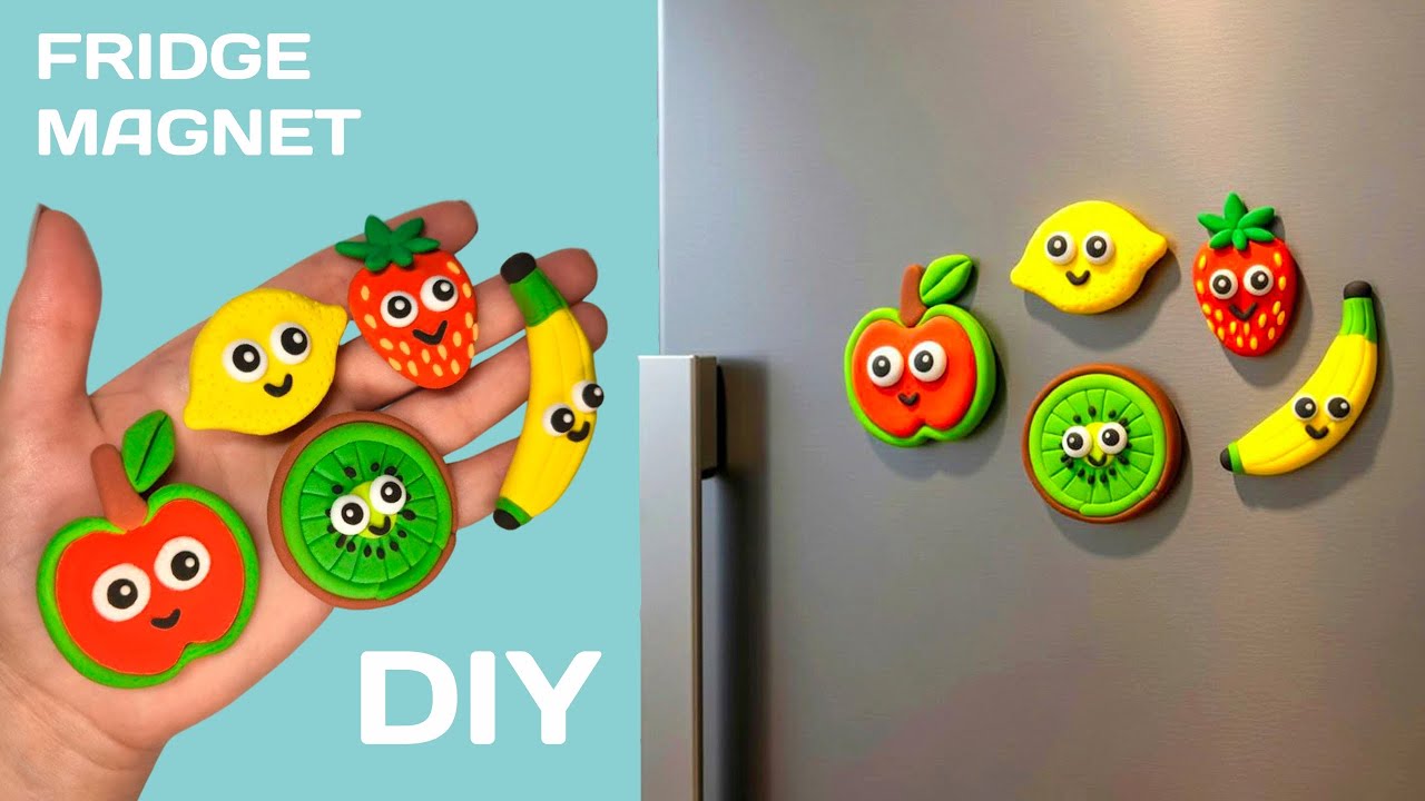 DIY | Air Dry Clay Fruit Set 🍎🍋🥝🍓🍌 | How To Make a Fridge Magnet | Tutorial Handmade