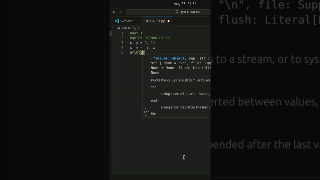 Day 1 || Quick Python Hacks || New series.......#beginnerpython #codeandcapital #pythonforeverybody