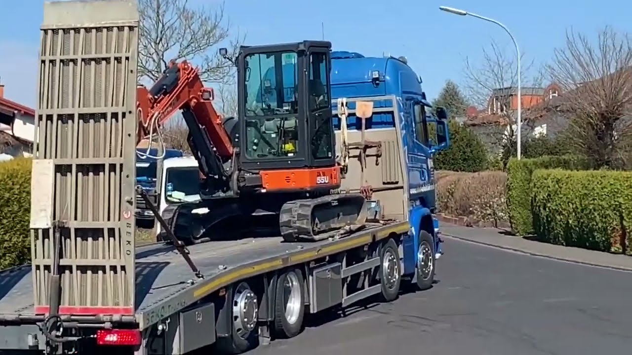Montabaur B255 | Bagger verladen | Belag abfräsen  | Straße verbreitern?