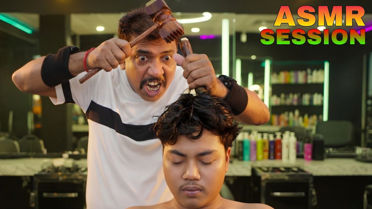 ASMR Head Massage & Body Massags By Asim Barber | Pain Relief Massage Session For Depp Sleep ASMR