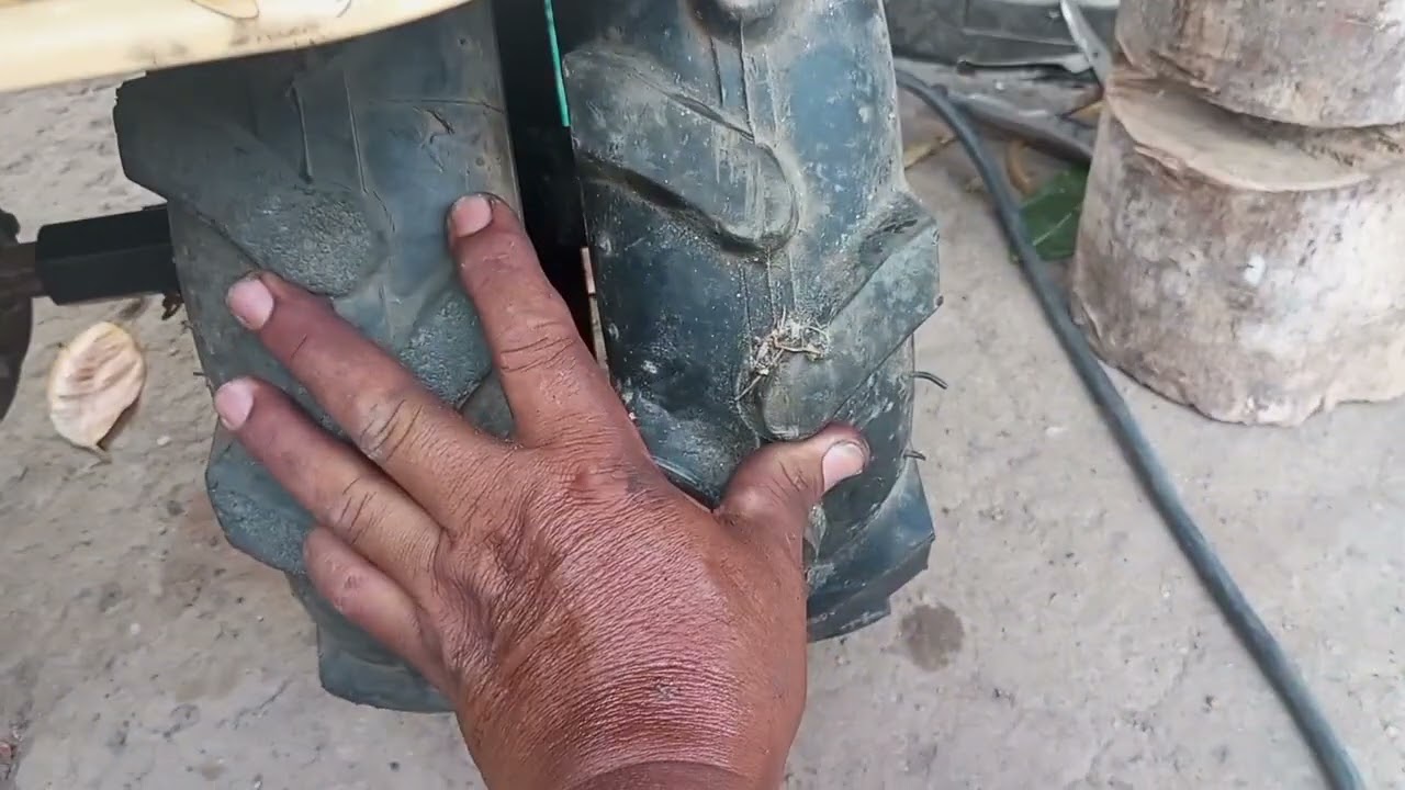 fazendo uma peça para colocar 4 pneus no tratorito gastei 40 Reais