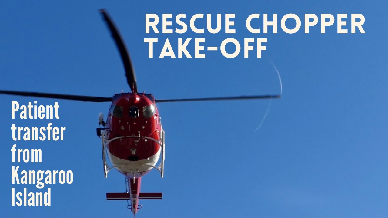 Bell 412EP rescue helicopter lands/takes-off from Kangaroo Island