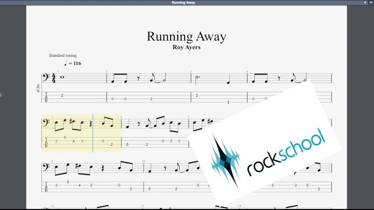 Running Away Rockschool Grade 2 Bass Play Along