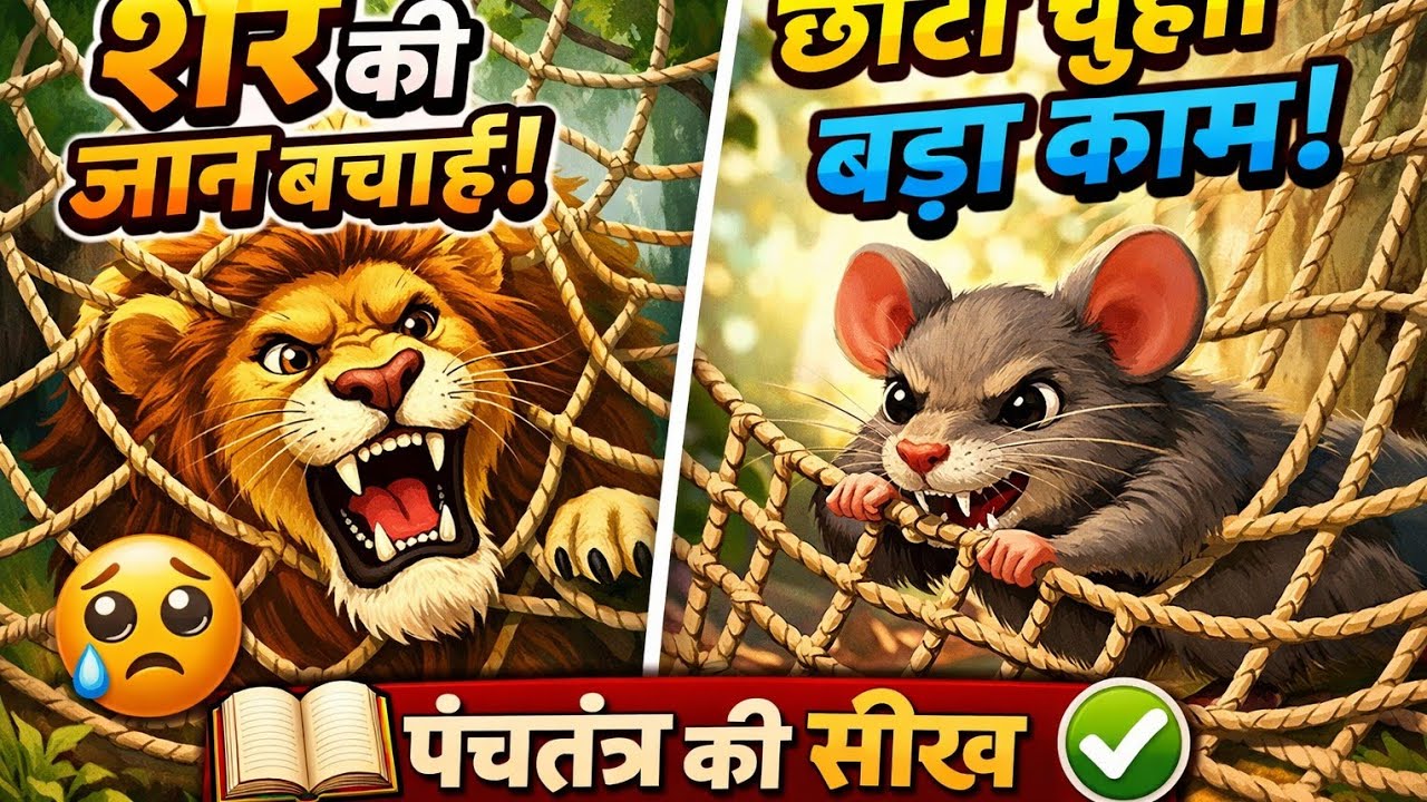 🔥 कभी किसी को छोटा मत समझो | शेर और चूहा कहानी #panchtantra #viral #subscribe #kidsstory #cartoon