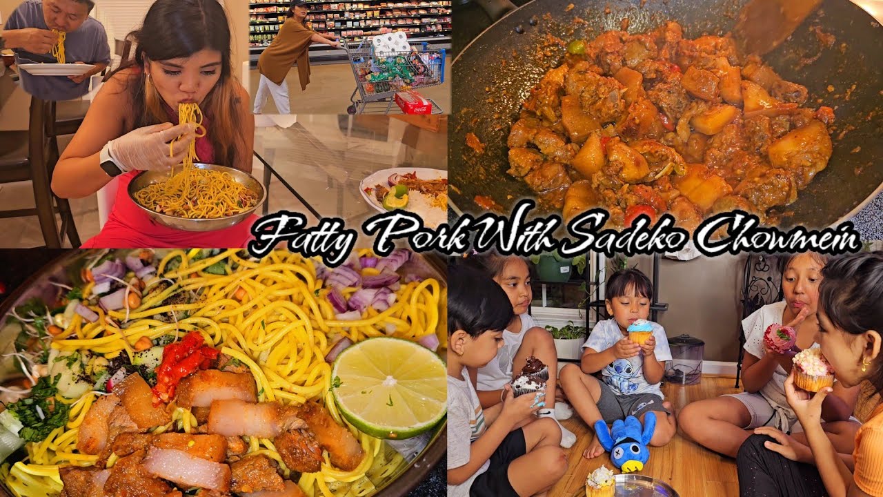 Bad Day In My Life 😥/Sadeko Chowmein With Fatty Pork Belly/Pork Curry/Camping Shopping/Mukbang.