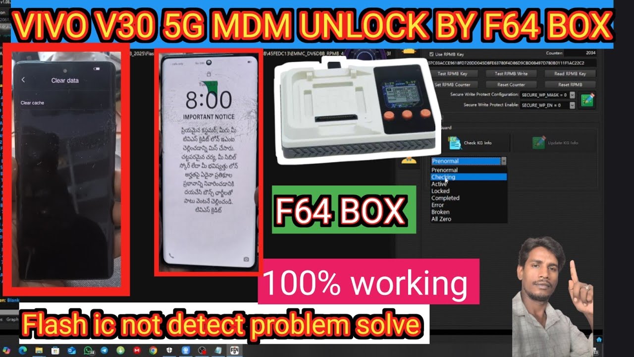 Vivo v30 5g mdm unlock by f64 box / vivo frp unlock permanent / @ajaytechnical7430 HS_G1 #FLASH64 
