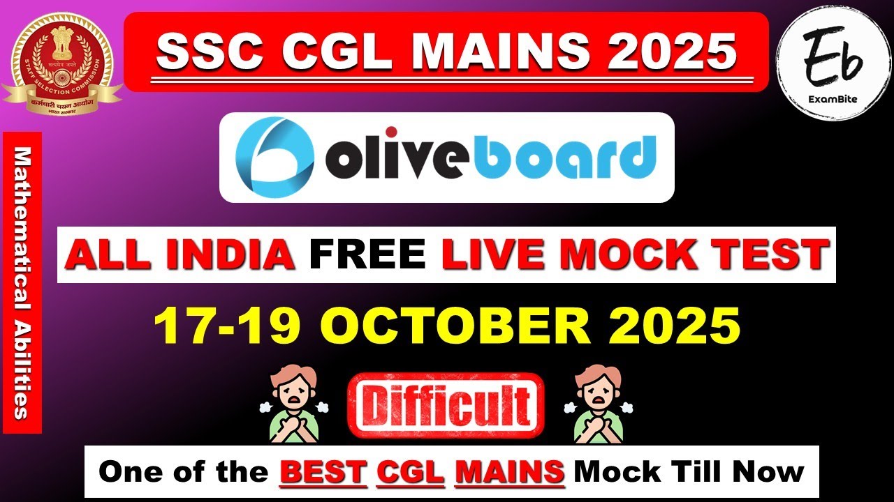 Oliveboard 17-19 October SSC CGL Mains 2025 Live Mock Test Solution | Oliveboard CGL TIER II 2025