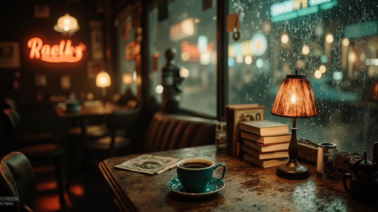 Уютная Дождливая Ночь в Кофейне ~ Сильный Дождь для Учебы, Сна и Глубокой Концентрации 2026