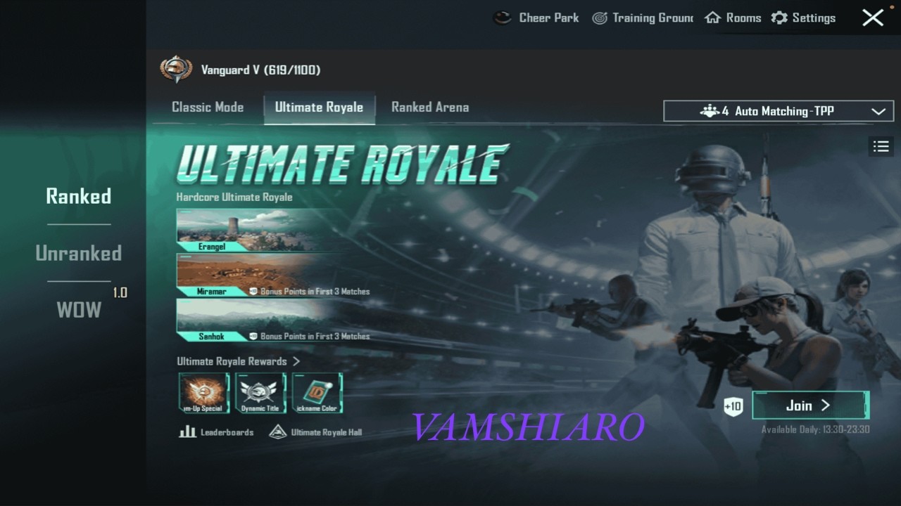 WELCOME TO ULTIMATE ROYALE   (vamshiaroLIVE👿🔥)