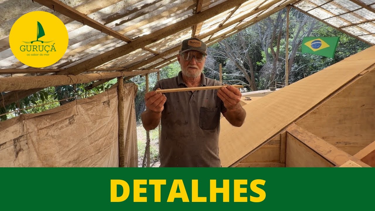338| DETALHES DA COLAGEM DA CAIXA DA BOLINA - construção de veleiro catamarã. 