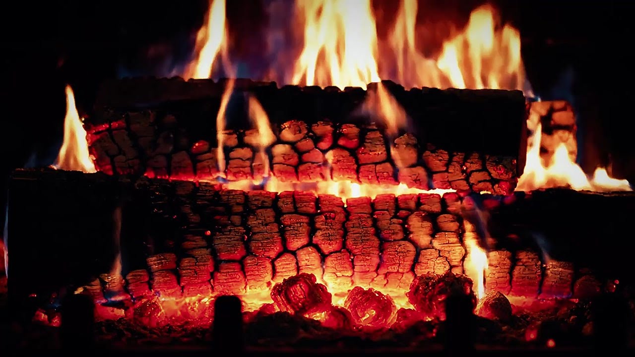 Cabin Fireplace near a Frozen Lake