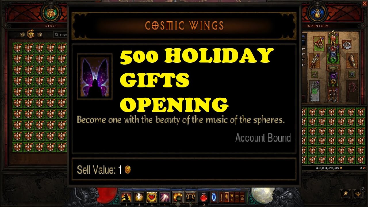 Diablo 3 How To Get Cosmic Wings! Easy? | 500 Holiday Gifts Opening!