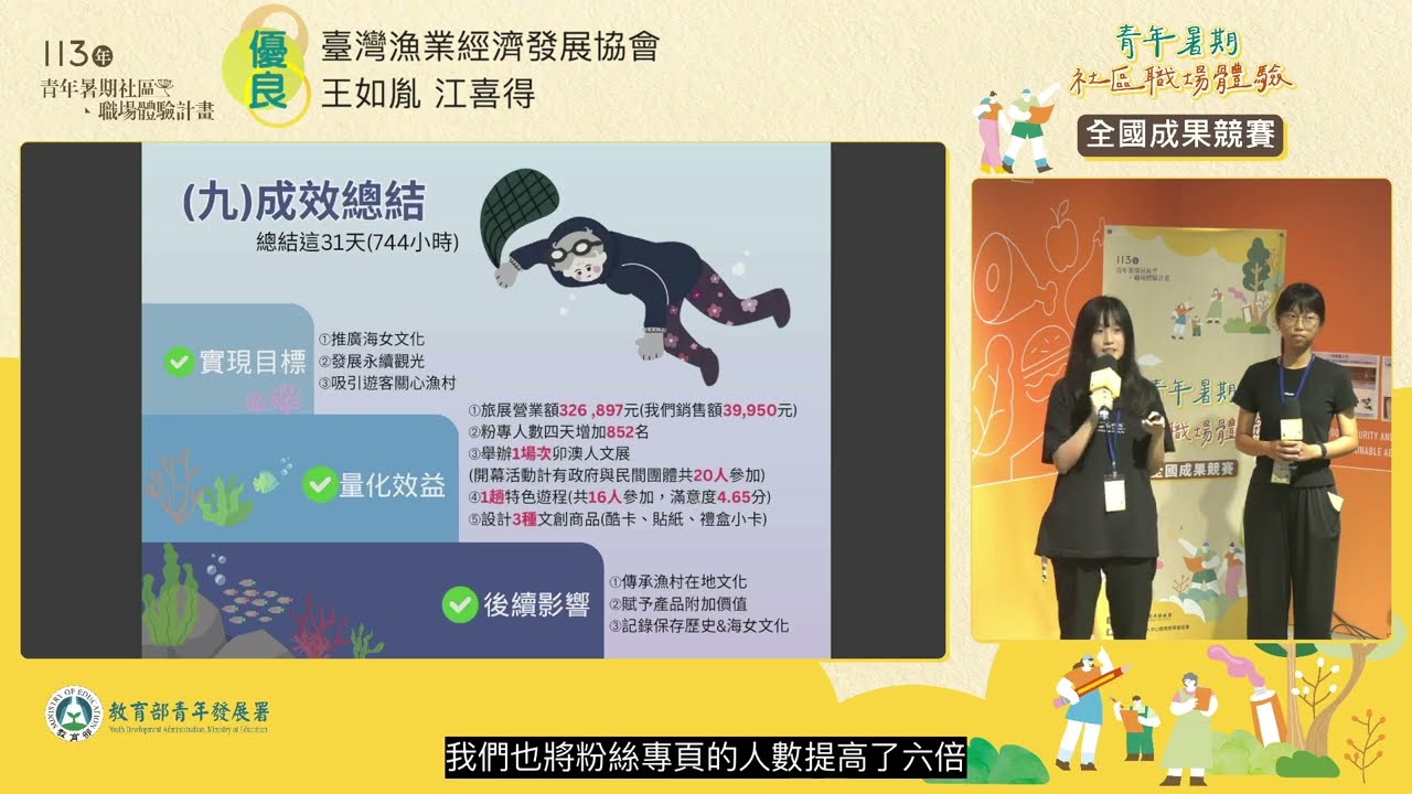 113年青年暑期社區職場體驗計畫-全國成果競賽-優良