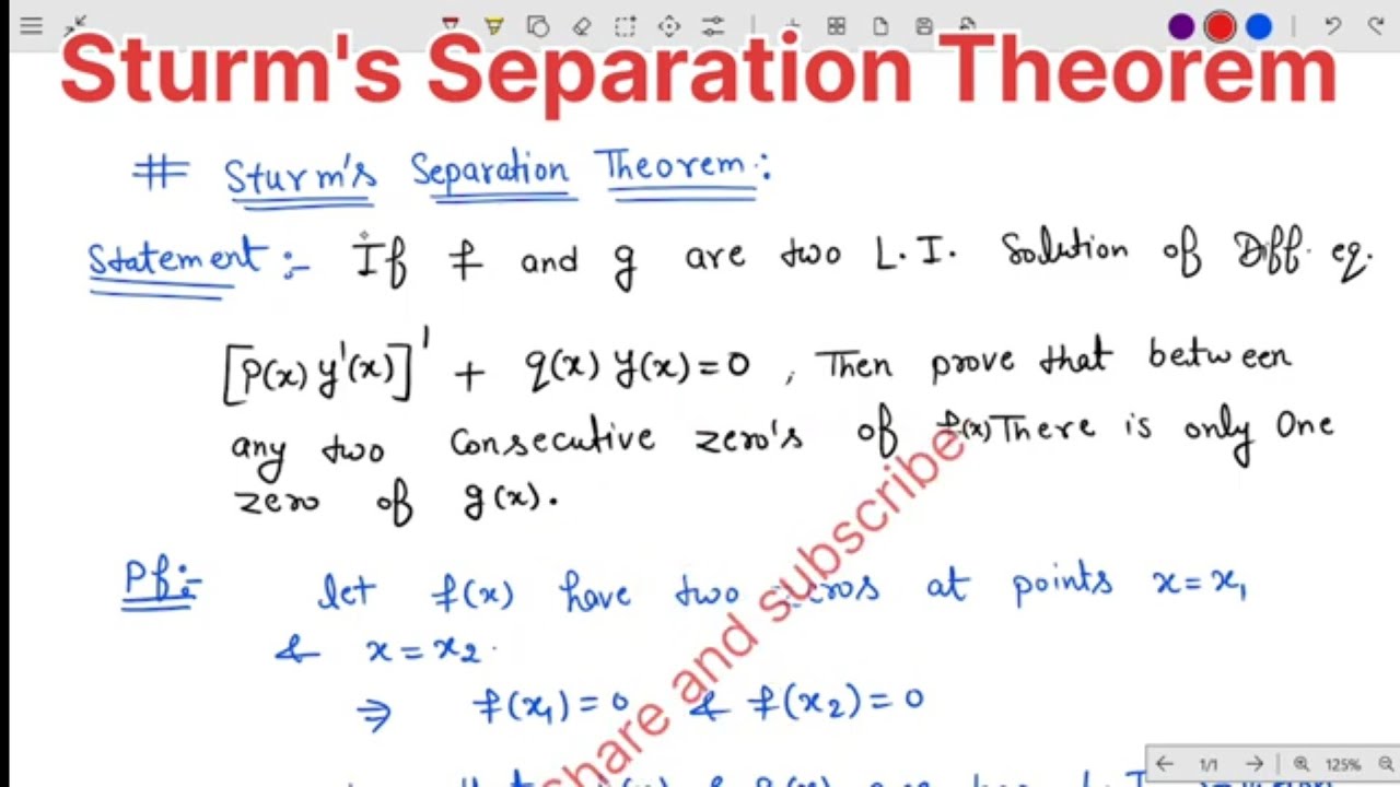 Sturm's Separation Theorem|ODE|B.Sc|M.Sc|