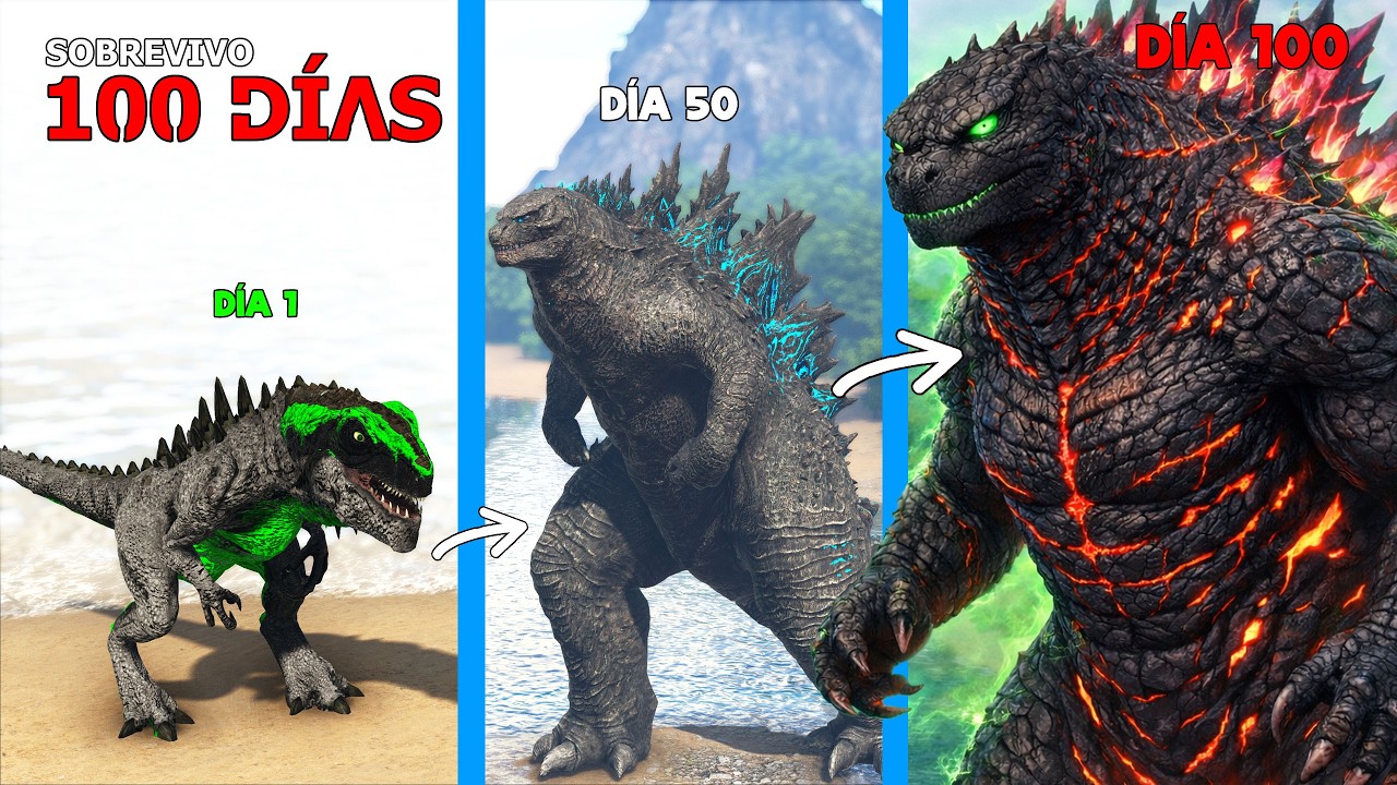 SOBREVIVÍ 100 DÍAS como GODZILLA ROJO EVOLUCIONADO en ARK Soy un Dinosaurio