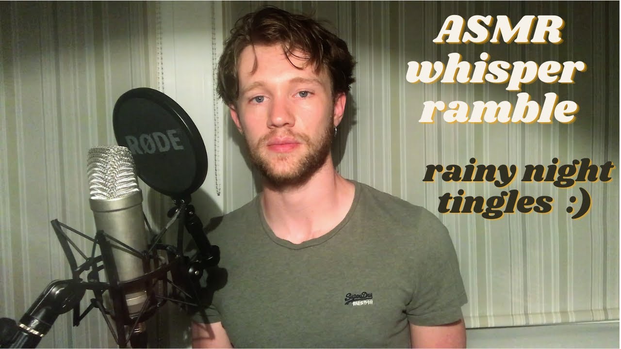 ASMR Whisper Ramble -  rain, hand movements and hair - male - lofi