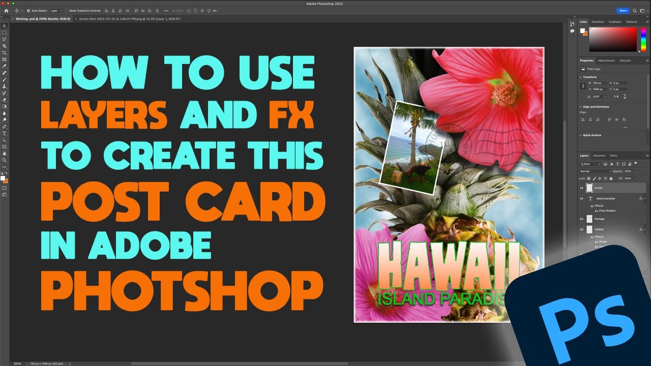 How to Create a Post card in Photoshop : Layer Basics