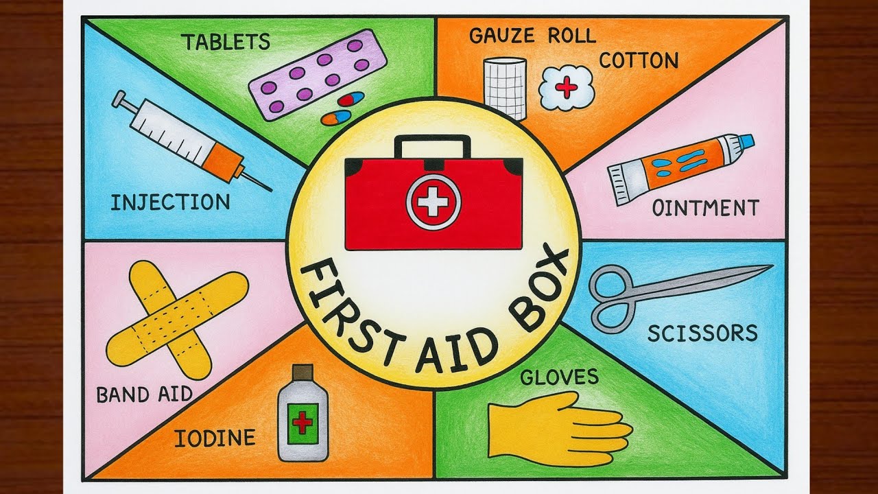 World First Aid Day Drawing | First Aid Box Poster Drawing | How to Draw First Aid Box #firstaidbox