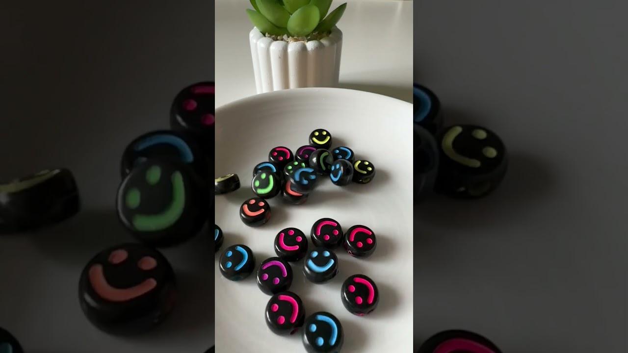 Cute smile face beads Black color for Diy beading Jewelry.