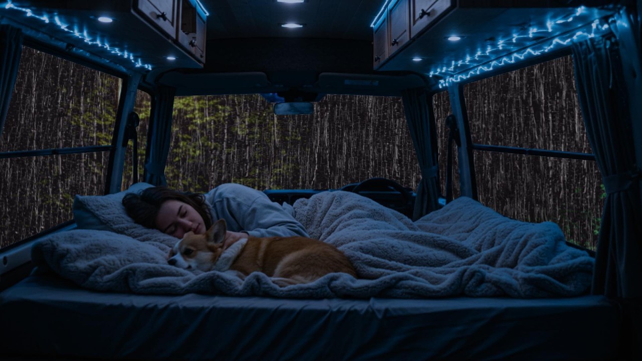 Relaxing Rain & Thunder on Cozy Car ⛈️ Deep Sleep Sounds for Anxiety Relief & Calm Night Ambience