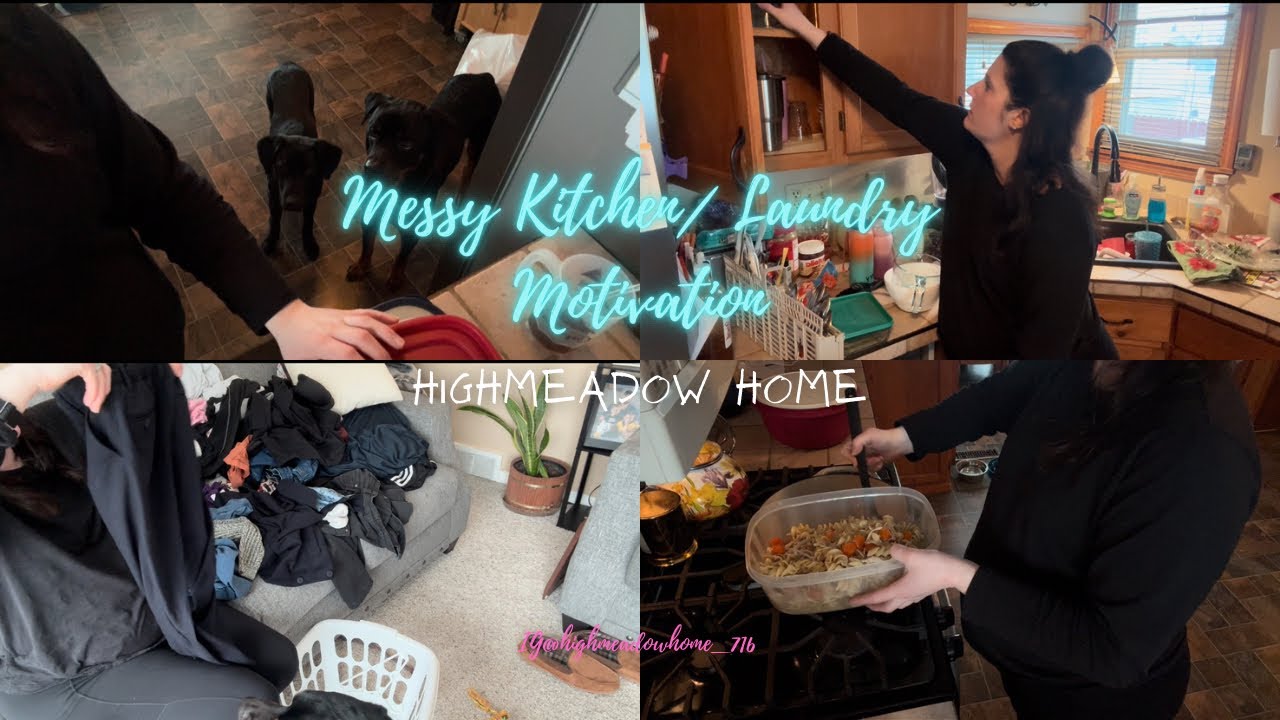 Non-Aesthetic Real Life Messy Kitchen//Laundry Motivation//Clean with me