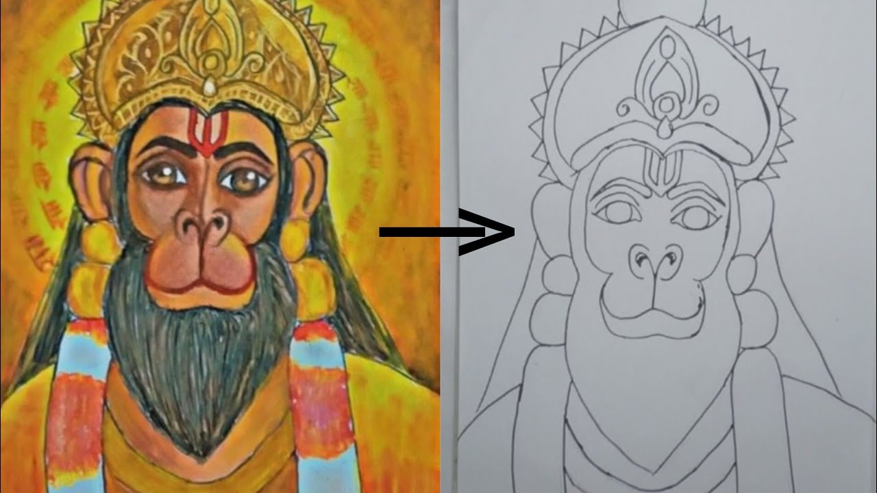 How to draw Hanuman ji part-1 | Lord Hanuman Outline tutorial| Hanuman jayanti special drawing