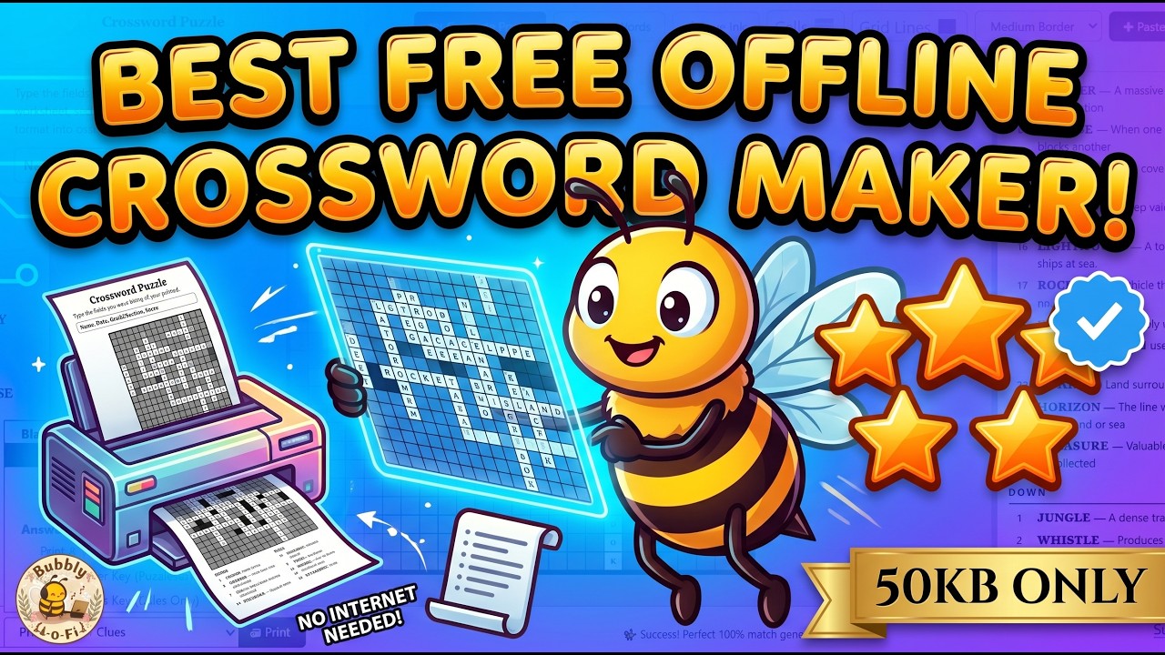 OFFLINE HTML: Crossword Puzzle Generator 🧩 (FREE) Size: 50kb