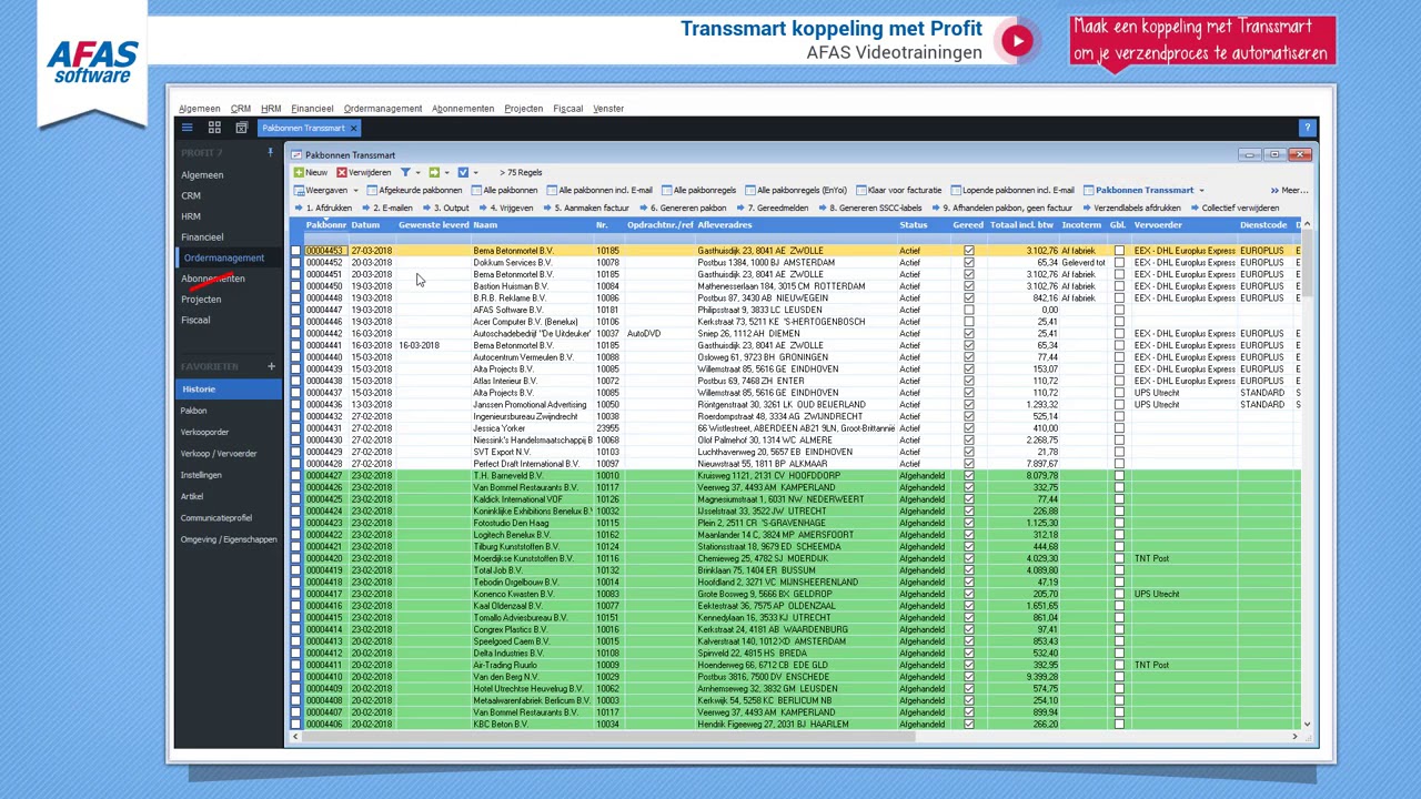 Transsmart Demo AFAS Profit