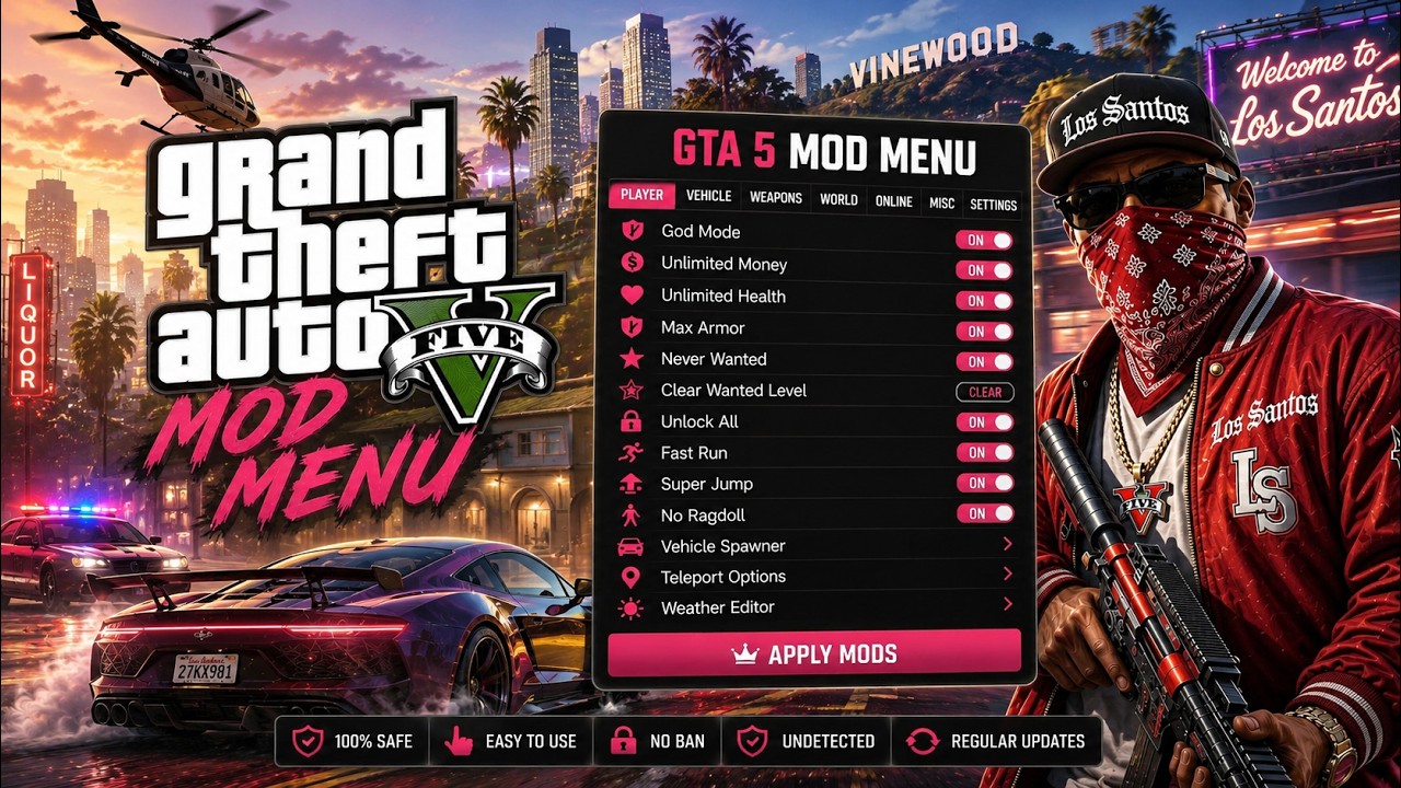 GTA 5 Mod Menu PC 2026 / Free Kiddions Cheat, Money Hack & Online Mods [FREE & UNDETECTED]