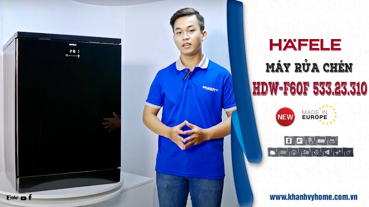 M&aacute;y rửa ch&eacute;n Hafele HDW-F60F 533.23.310, đen huyền tinh tế