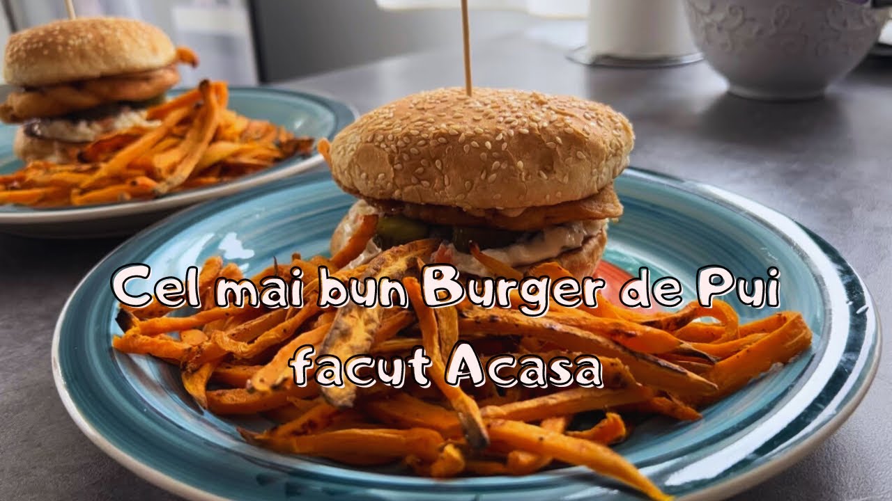 Cel Mai Bun Burger De Pui facut Acasa cu Salata Coleslaw si Cartofi Dulci
