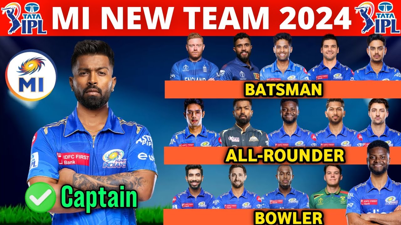 IPL 2024 - Mumbai Indians Team Full Squad | MI Team New Players List 2024 | MI New Team 2024