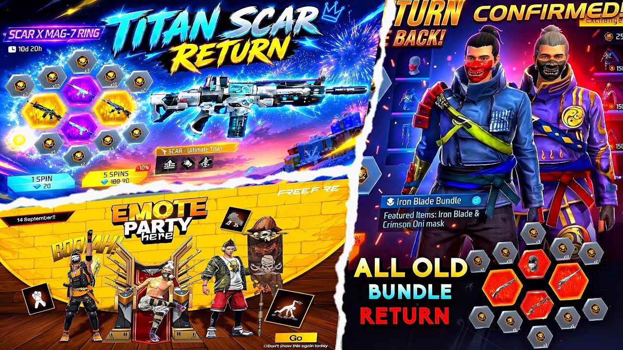 Exclusive Soul Bundle Return 🤯💥,All M1887 ,Old Elite Pass Return | Free Fire New Event |Ff New Event