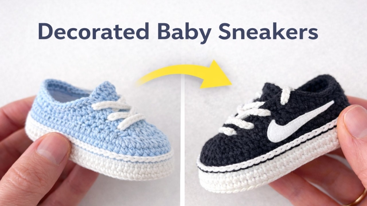 How to Decorate Crochet Baby Sneakers | Nike-Inspired Swoosh | Step by Step tutorial